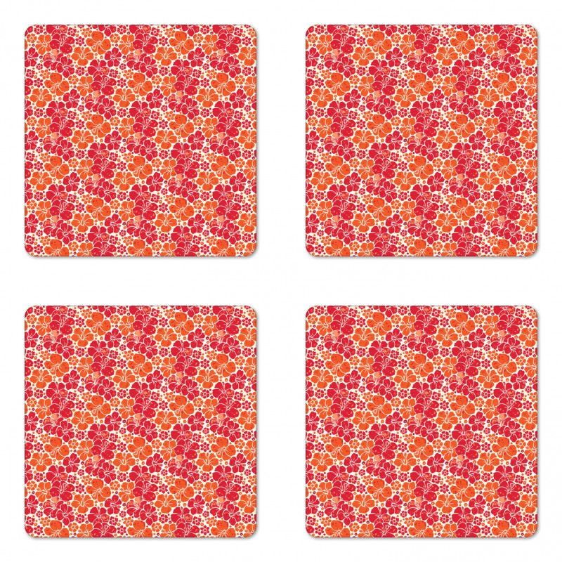 Grunge Petal Silhouettes Coaster Set Of Four