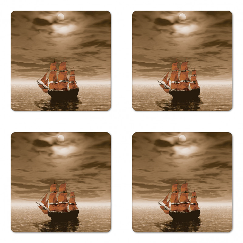 Lonely Ship Sailing Coaster Set Of Four