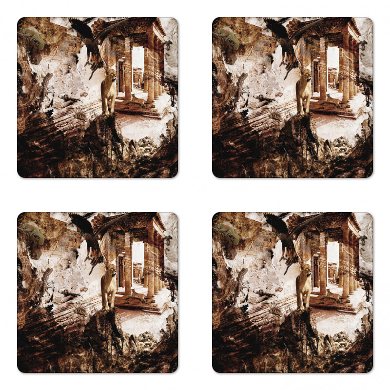 Lion and Hawk Coaster Set Of Four