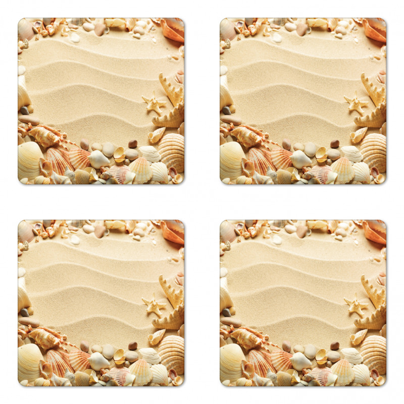 Blurry Ocean Seashells Sandy Coaster Set Of Four