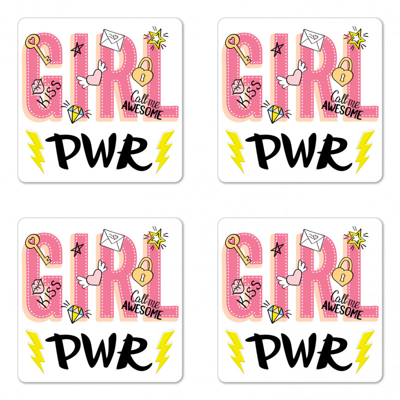 Girl Power with Hearts Coaster Set Of Four