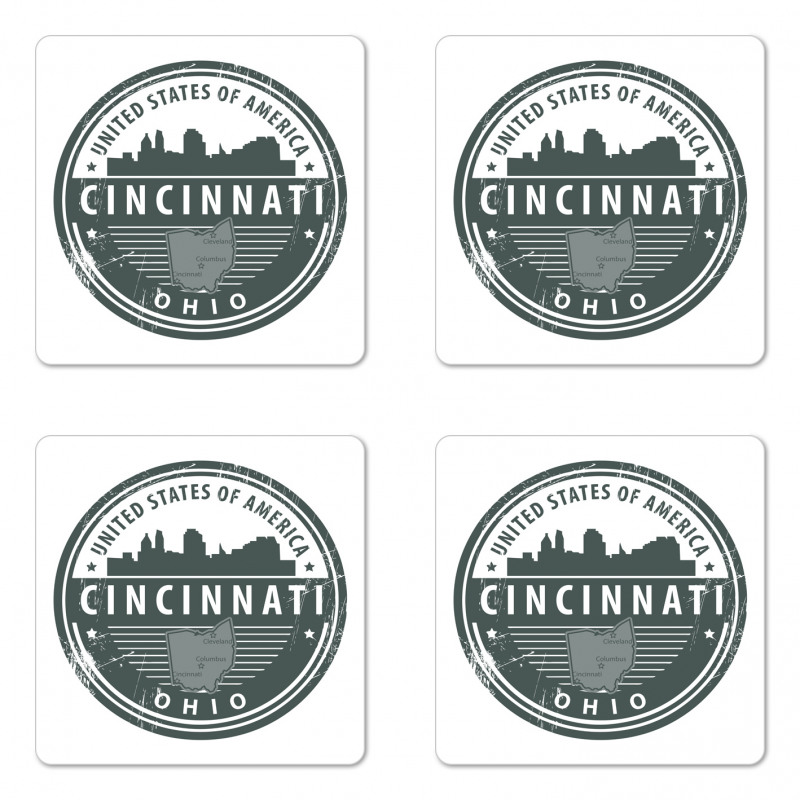 Aged America Emblem Ohio Coaster Set Of Four