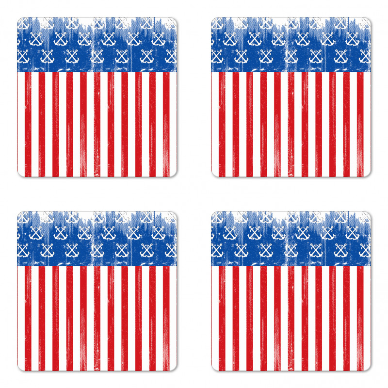 Patriotic Grunge Flag Marine Coaster Set Of Four