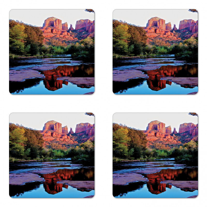 Majestic Cliffs Dawn Photo Coaster Set Of Four