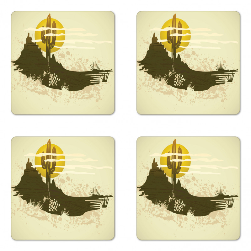 Dramatic Saguaro and Sun Coaster Set Of Four