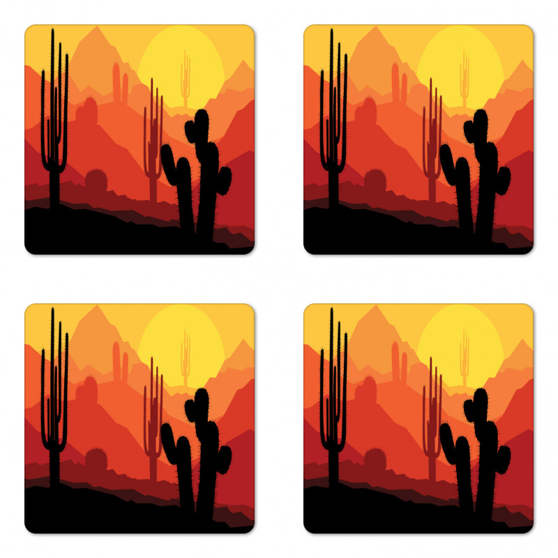 Cactus Silhouettes at Dusk Coaster Set Of Four