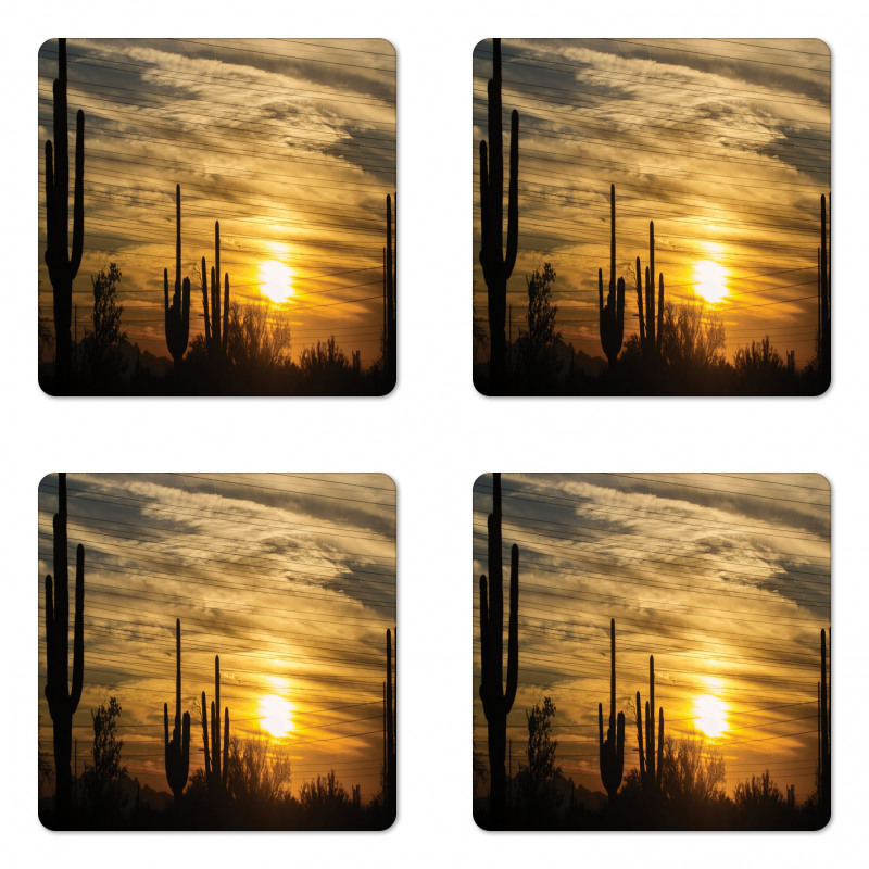 Horizon Skyline and Cactus Coaster Set Of Four