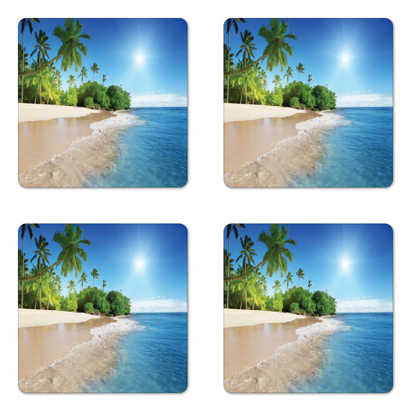 Suuny Ocean Palm Trees Coaster Set Of Four