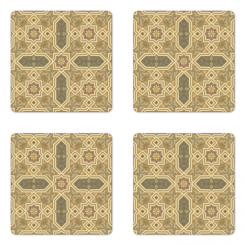 Botanical Inspired Motif Coaster Set Of Four