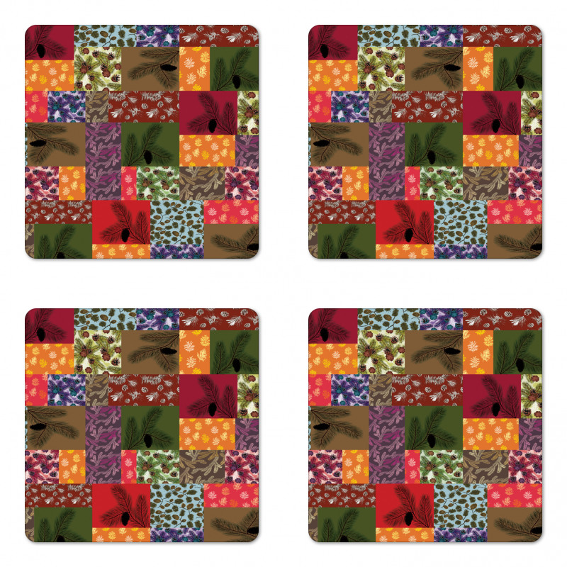 Colorful Pine Squares Art Coaster Set Of Four