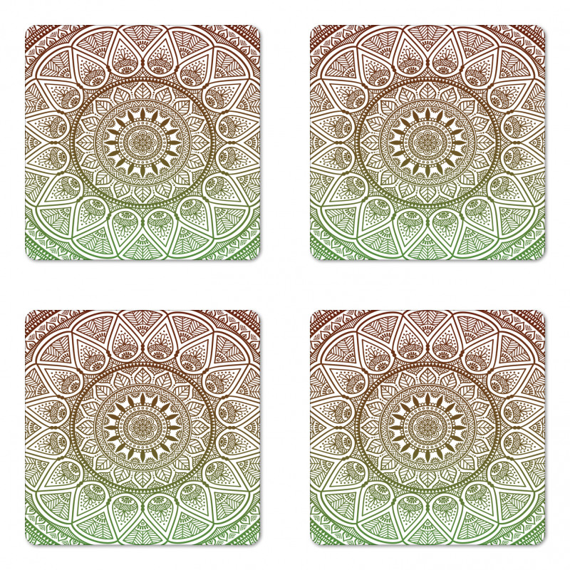 Ethnic Leafy Round Ornate Coaster Set Of Four