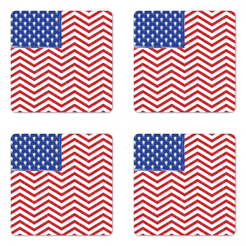 Country Flag with Zigzag Lines Coaster Set Of Four