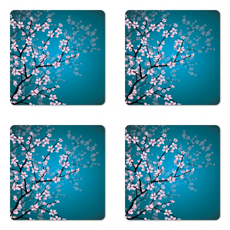 Ombre Spring Sakuras Coaster Set Of Four