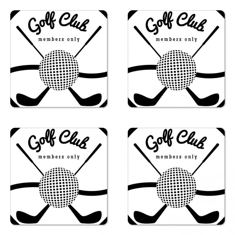 Golf Club Sign Members Only Coaster Set Of Four