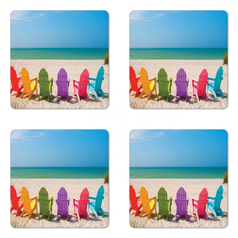 Colorful Wooden Deckchairs Coaster Set Of Four