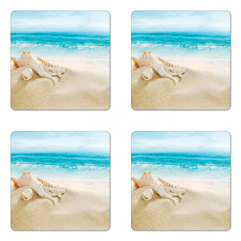 Pastel Beach Scene Coaster Set Of Four