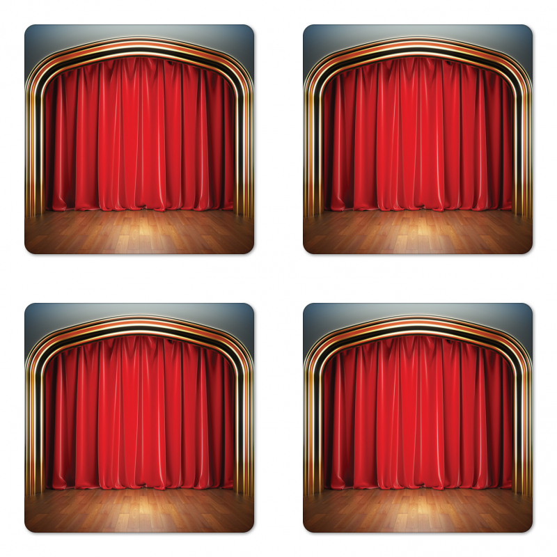 Stage with Classic Curtains Coaster Set Of Four