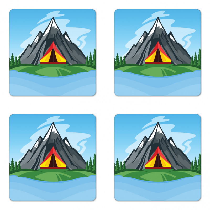 Camping Cartoon Coaster Set Of Four