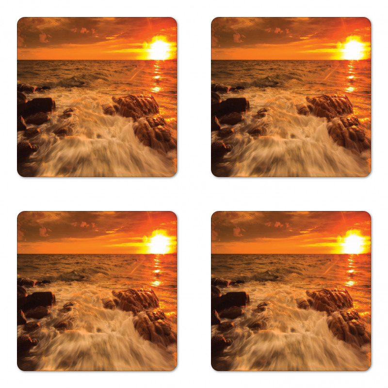 Ocean with Rocks at Sunset Coaster Set Of Four