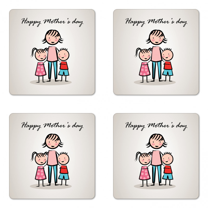 Cartoon Son and Daughter Coaster Set Of Four