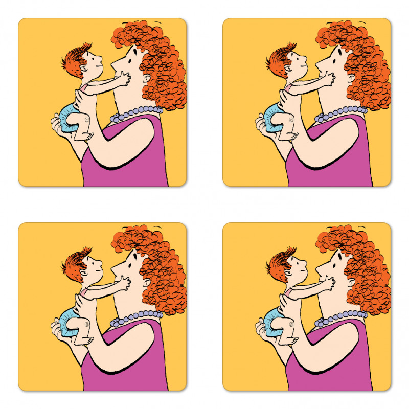 Woman with Her Grandkid Coaster Set Of Four