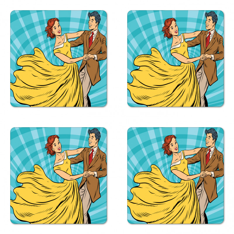 Dancing Romantic Retro Couple Coaster Set Of Four