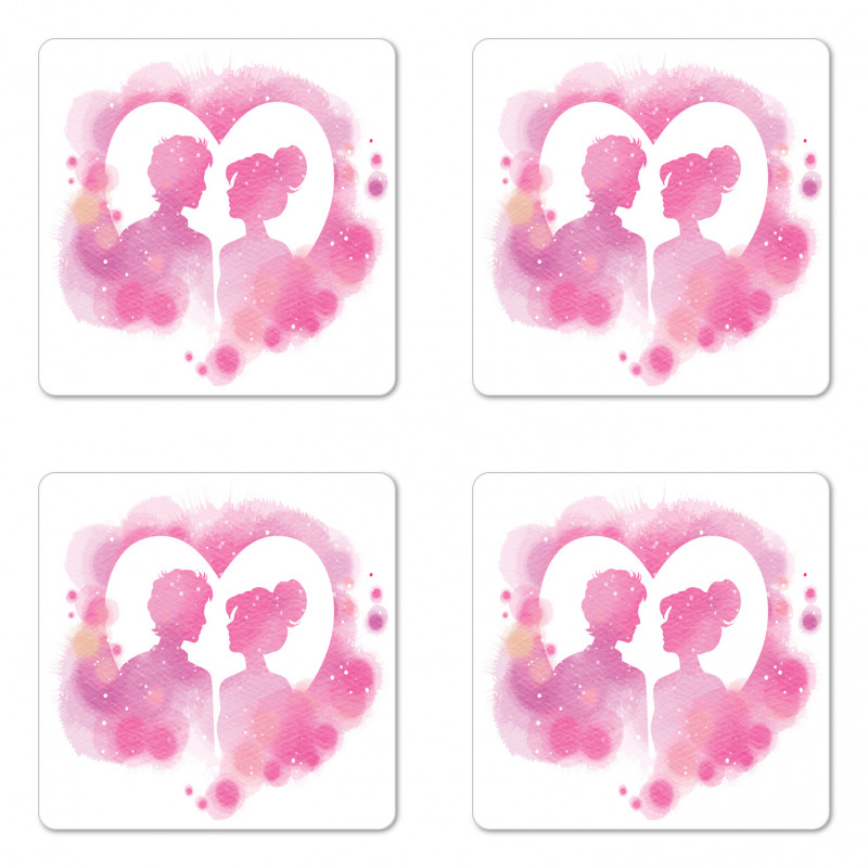 Valentine Lovers on a Heart Coaster Set Of Four