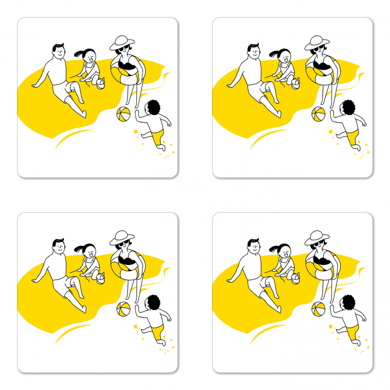 Happy Family at the Beach Coaster Set Of Four