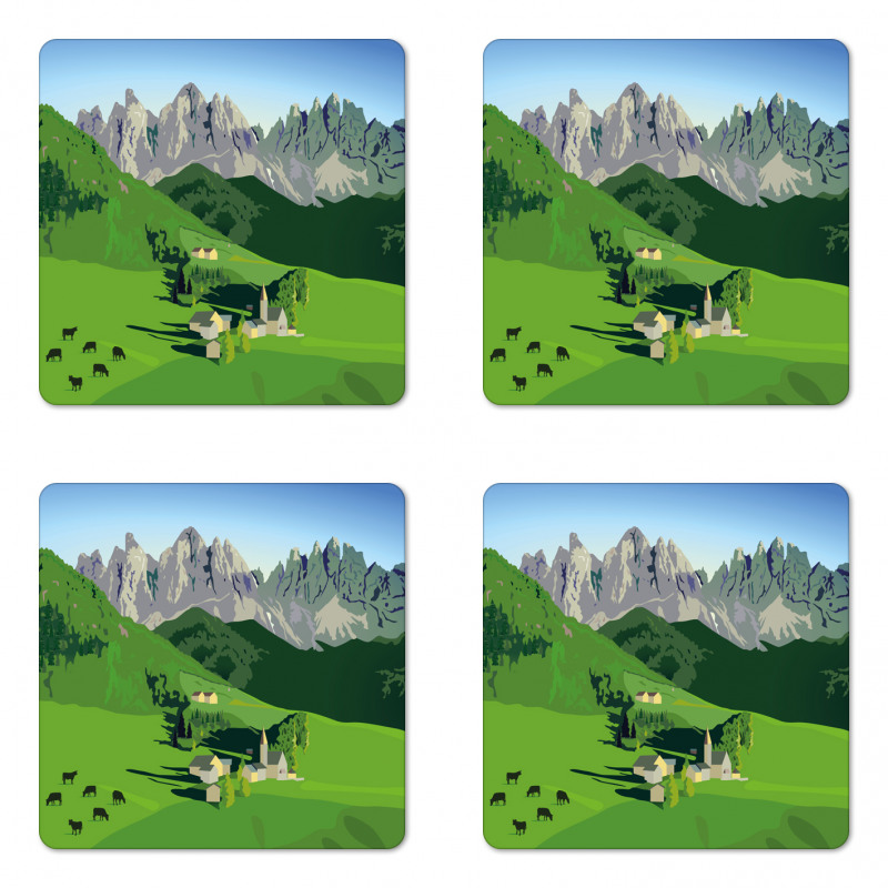 Alpine Mountains Meadow Coaster Set Of Four