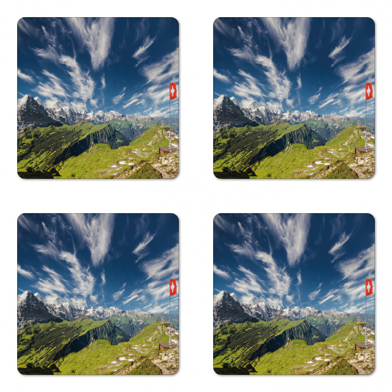 View of the Swiss Alps Coaster Set Of Four