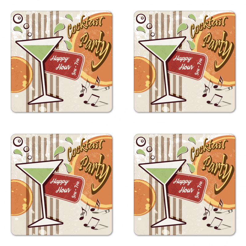 Retro Happy Hour Coaster Set Of Four