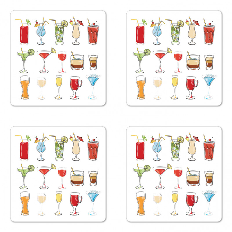 Alcoholic Drinks Art Coaster Set Of Four