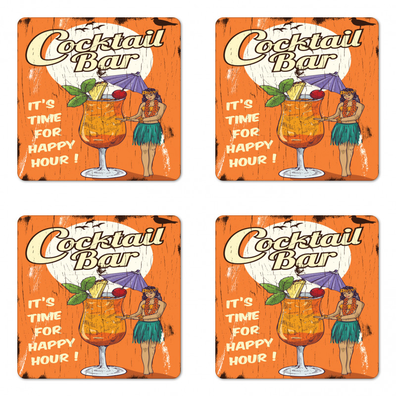 Hula Girl Cocktail Coaster Set Of Four