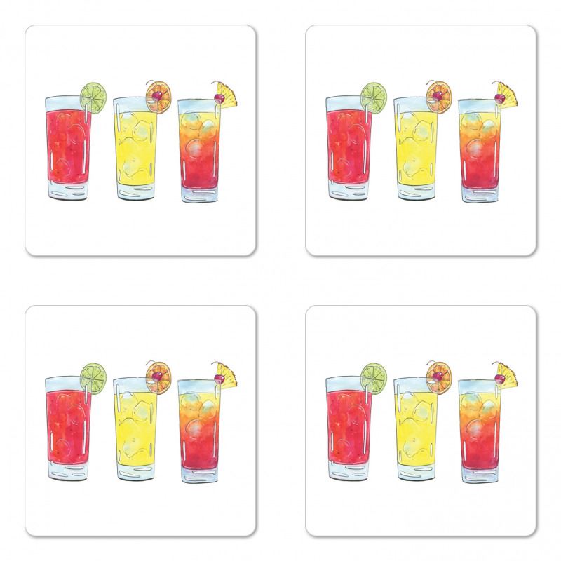 Watercolor Cocktails Coaster Set Of Four