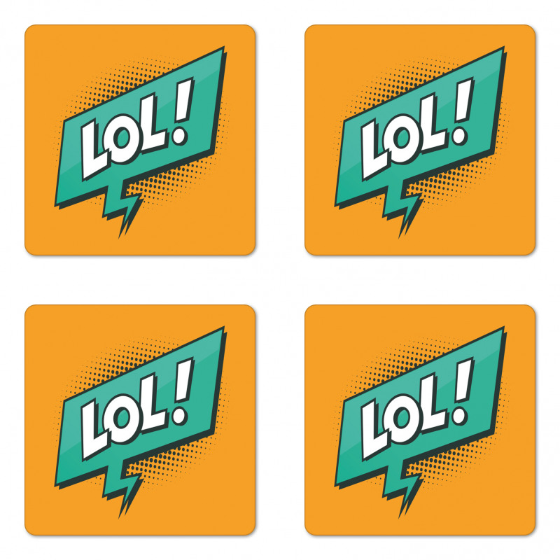 Retro Text with Speech Bubble Coaster Set Of Four