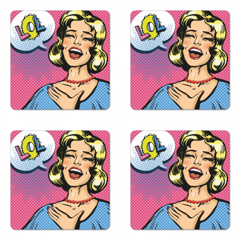 Laughing Woman with Closed Eyes Coaster Set Of Four