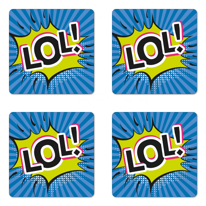 Speech Bubble Halftone Stripes Coaster Set Of Four