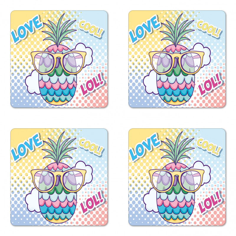 Pineapple Sunglasses Love Cool Coaster Set Of Four