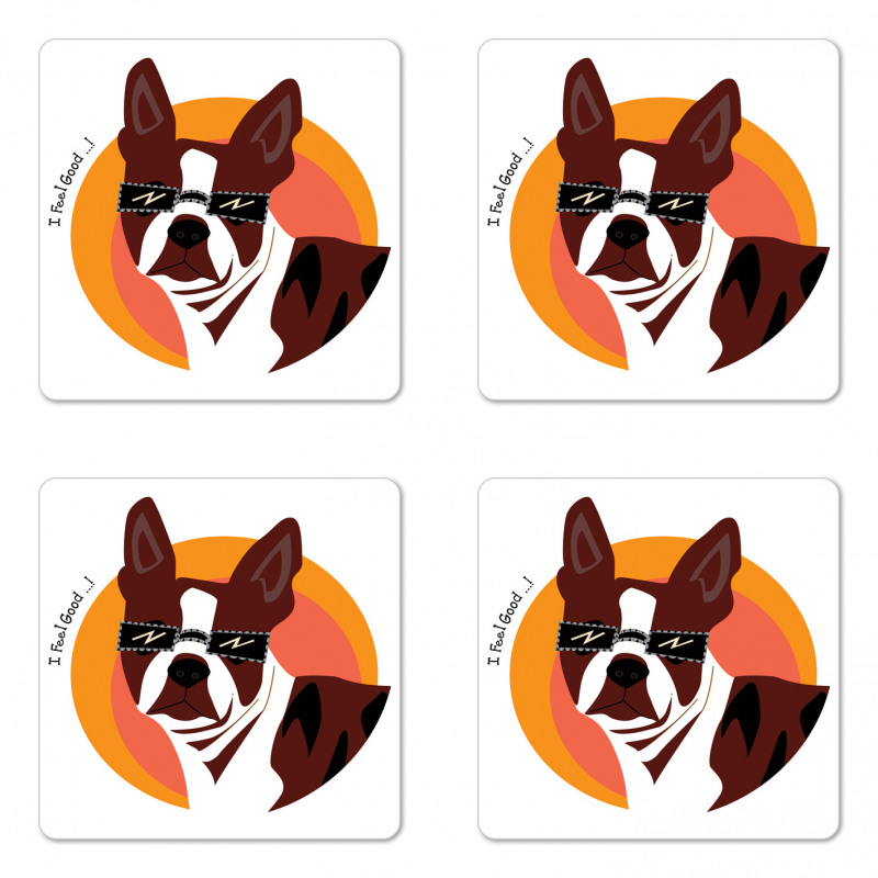 Cool Dog with Sunglasses Coaster Set Of Four