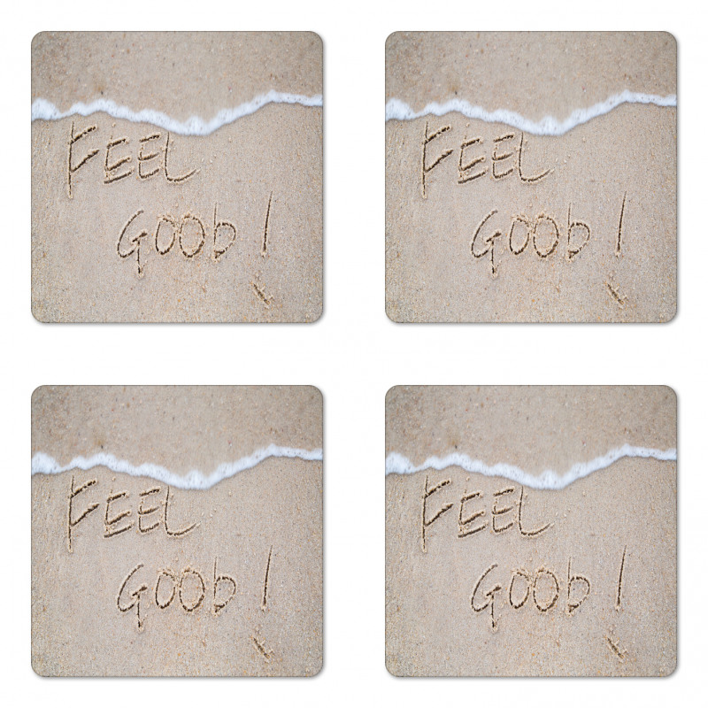 Text on Sand Beach Summer Coaster Set Of Four