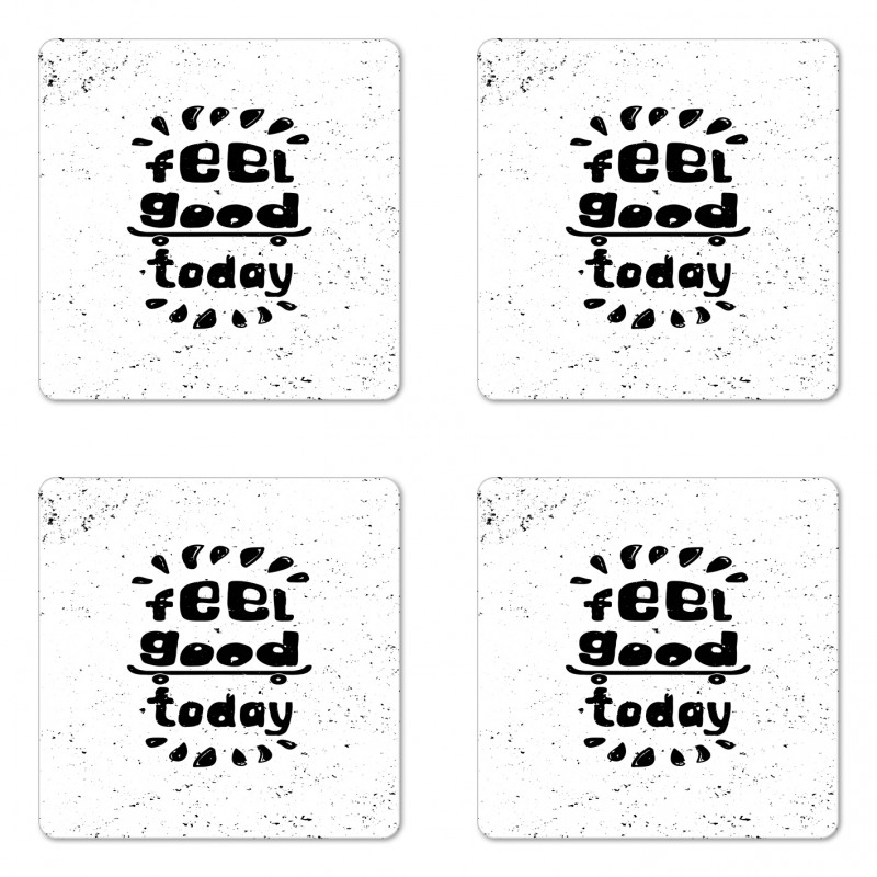 Grunge Words Skateboard Coaster Set Of Four