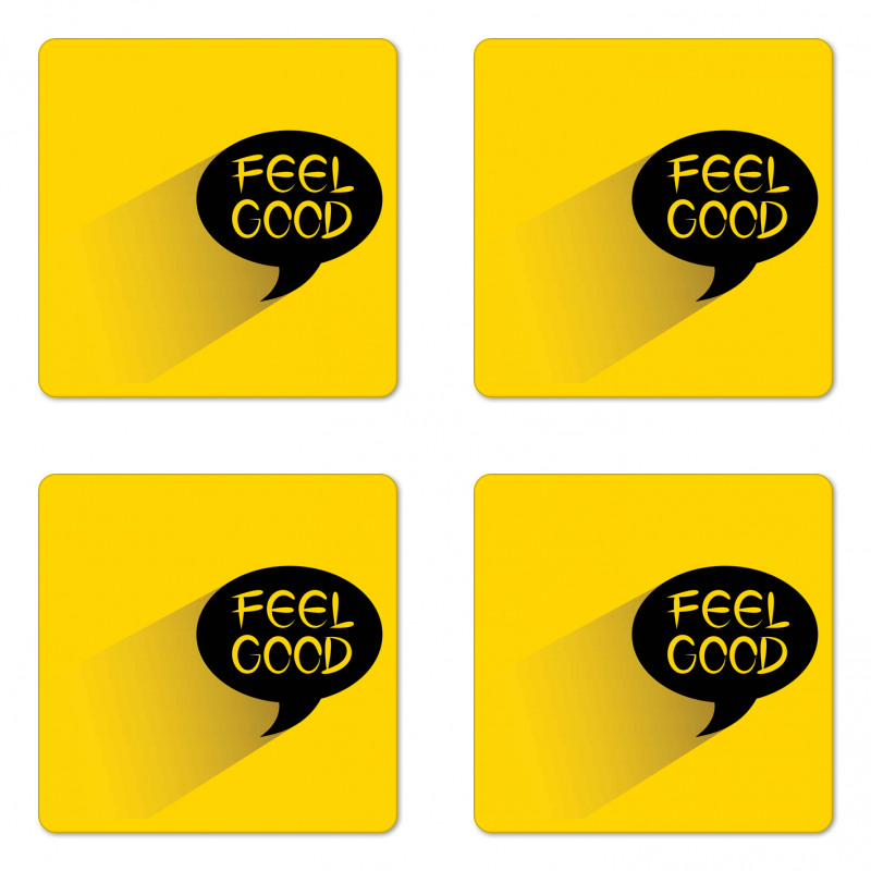 Speech Bubble on Yellow Coaster Set Of Four