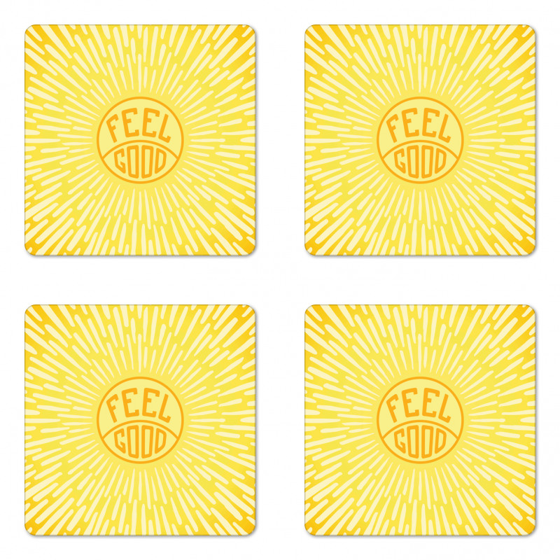 Text Radially Sunbeams Coaster Set Of Four