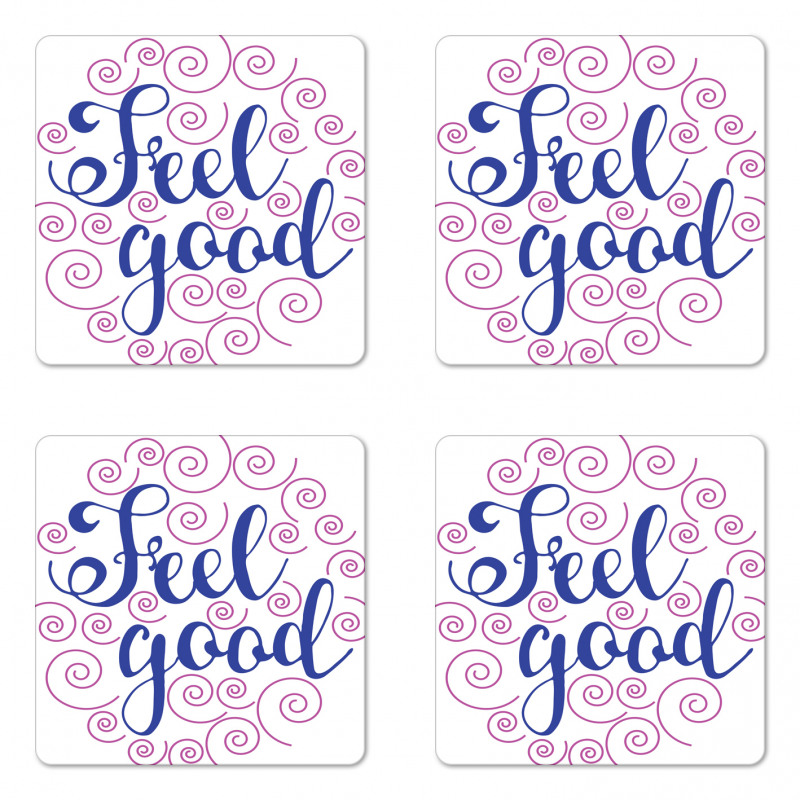 Phrase with Pink Circles Coaster Set Of Four