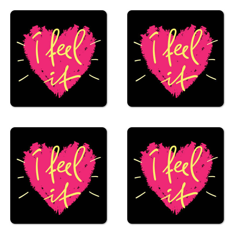 Pink Heart Shape Valentines Coaster Set Of Four