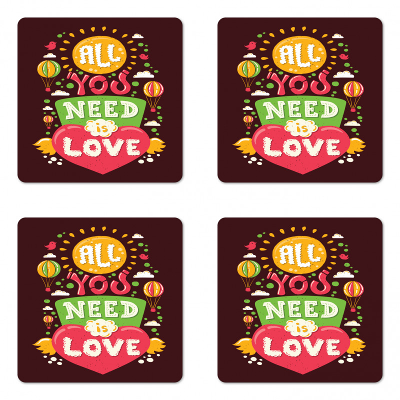 Hot Air Balloons Hipster Art Coaster Set Of Four