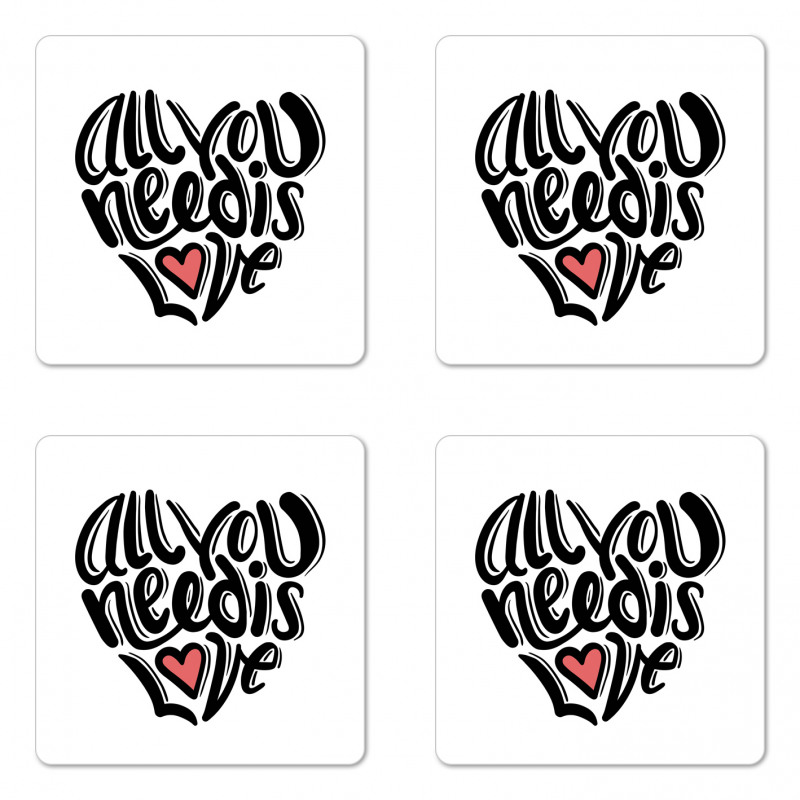 Hand-written Little Heart Coaster Set Of Four