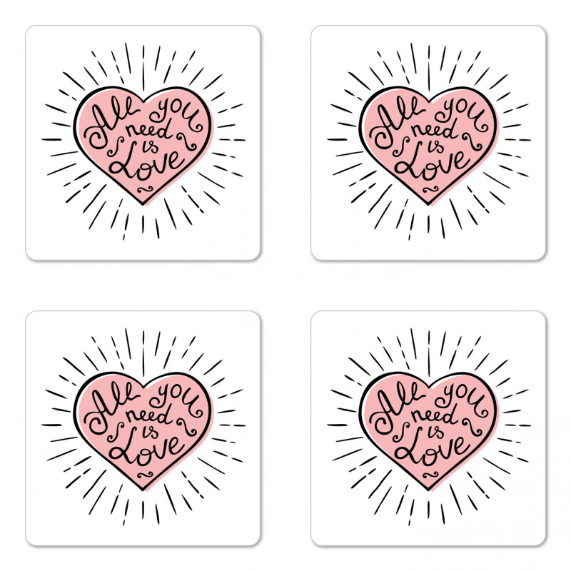 Pink Heart Coaster Set Of Four