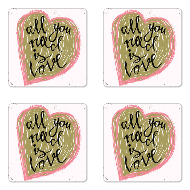 Valentines Day Sketch Art Coaster Set Of Four