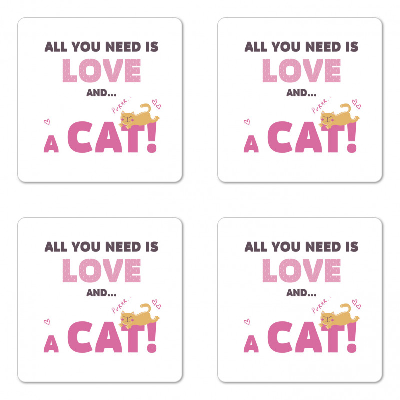 Retro Letters Kitten Coaster Set Of Four